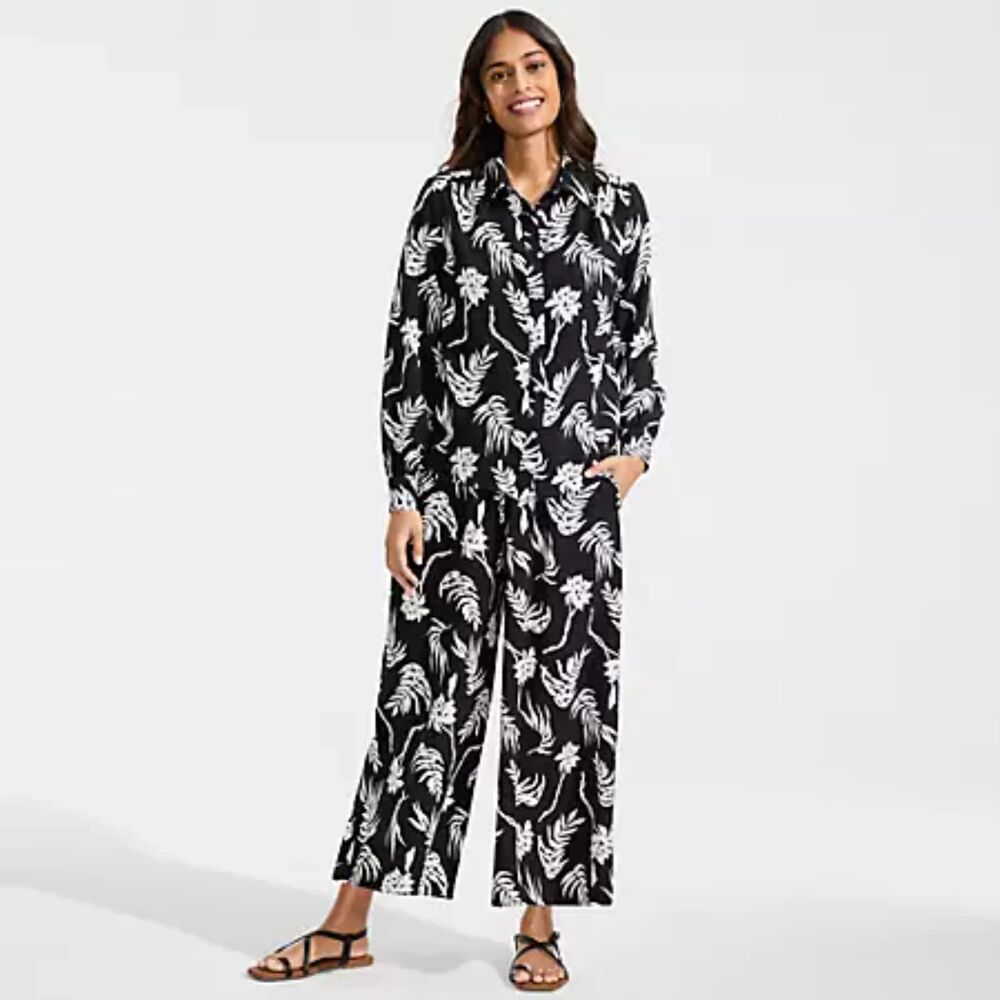 Land's End Creaseless High Rise Palazzo Crop Pants M